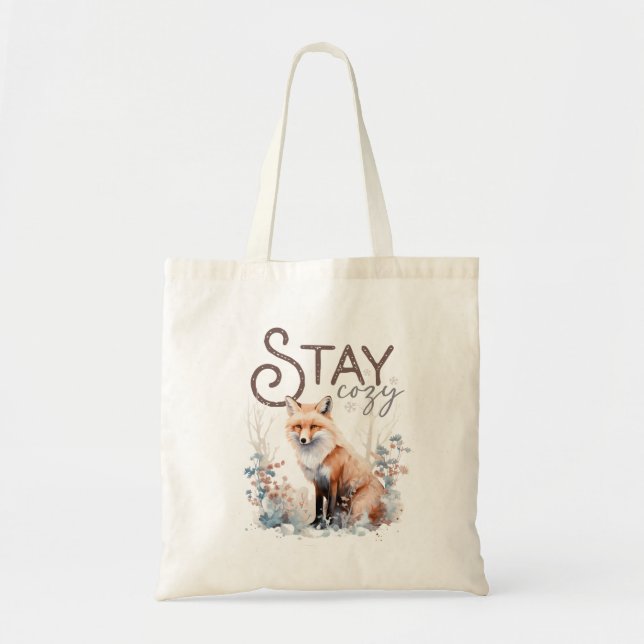 Tote Bag Restez confortable Woodland Fox Noël (Devant)