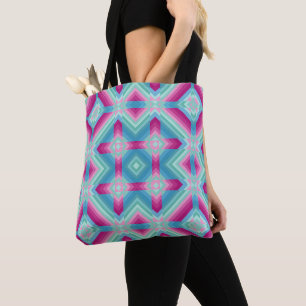 Tote Bag Résumé formes géométriques bleu rose turquoise e
