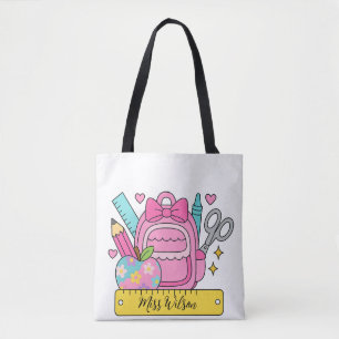 Tote Bag Retour à l'école Arc-en-ciel Professeur Vie