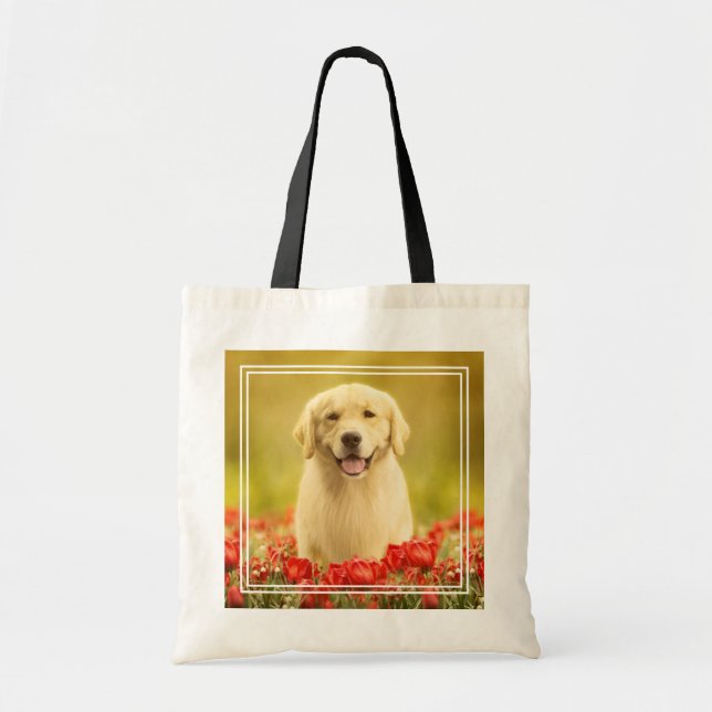 Tote Bag Retraite d'or en fleurs rouges (Devant)