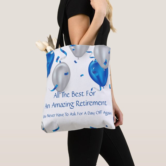 Tote Bag Retraite Extraordinaire (Blue Balloons Amazing Retirement Quote Tote Bag!)