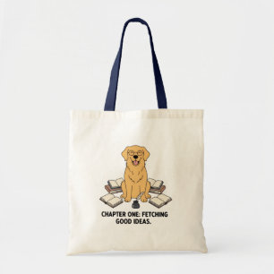 Tote Bag Retriever doré lisant un livre - Design créatif