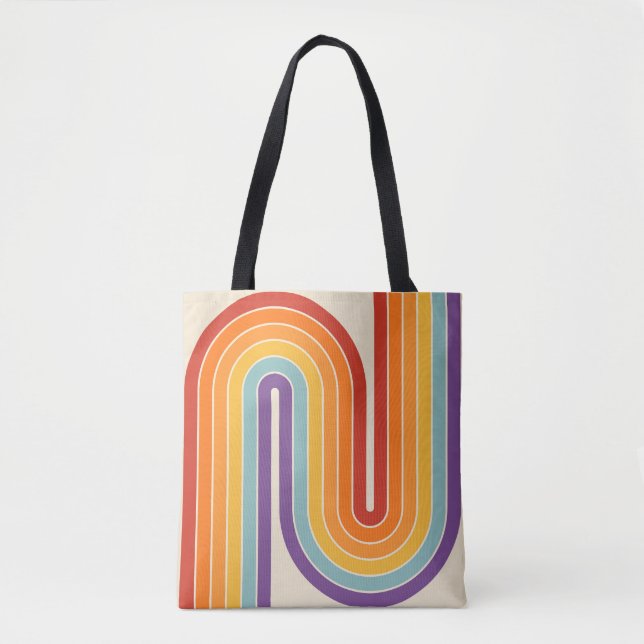 Tote Bag Retro 1970s Style Arched Stripes Geometric Pattern (Devant)