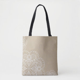 Tote Bag Rétro arrière - plan avec l'ornement de dentelle