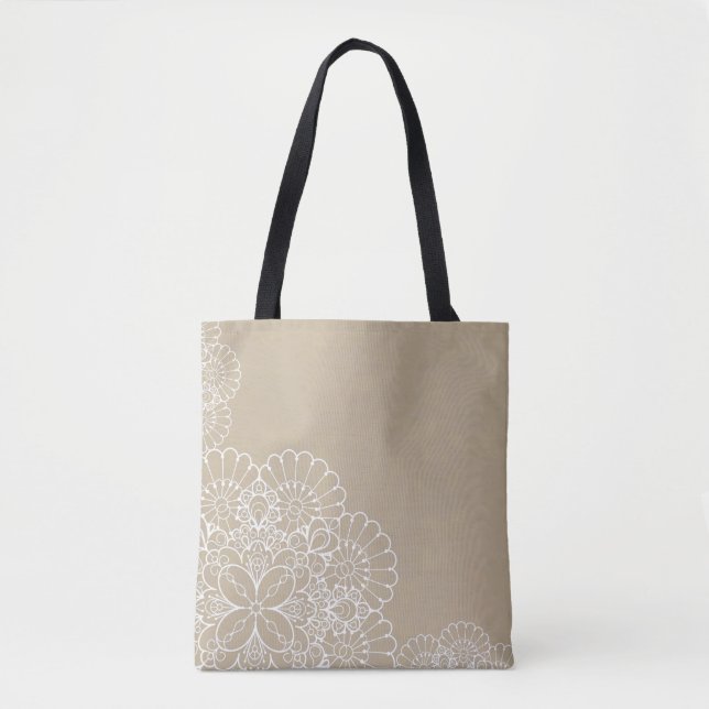 Tote Bag Rétro arrière - plan avec l'ornement de dentelle (Devant)