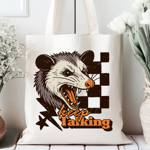 Tote Bag Retro Continue Talking Feral Possum : Animal sauva