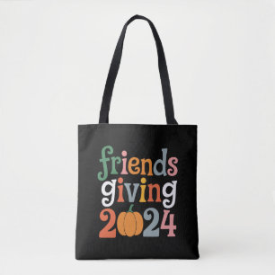 Tote Bag Retro Friends Giving 2024 Thanksgiving automne