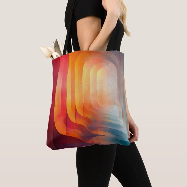 Tote Bag Retro Glow Arches – Abstract Mid-Century (De près)
