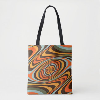 Tote Bag Retro Groovy Swirl Pattern 70s Psychedelic Vortex
