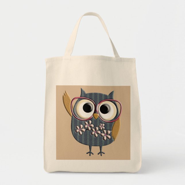 Tote Bag Rétro hibou vintage (Devant)
