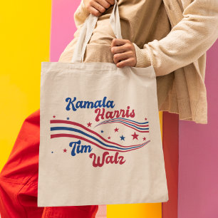 Tote Bag Retro Kamala Harris Tim Walz Cute Election