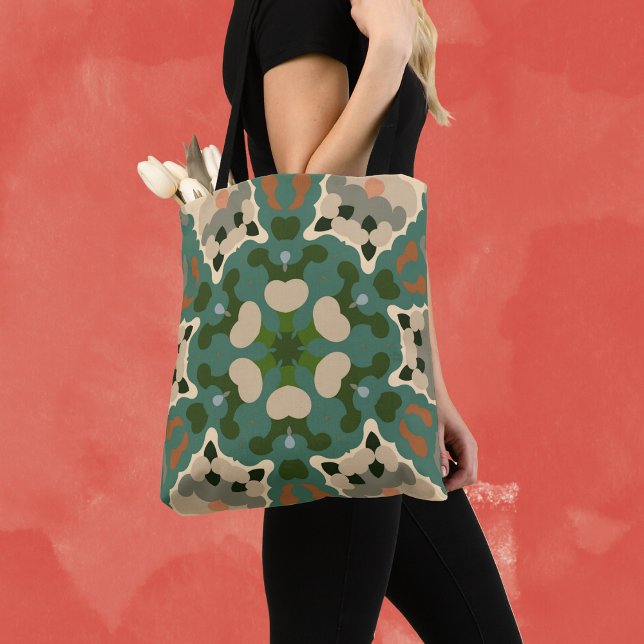Tote Bag Retro Mandala Green Brown et orange (Créateur téléchargé)