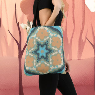 Tote Bag Rétro Mandala violet rose et bleu