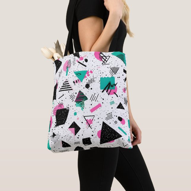 Tote Bag Retro Memphis Geometric Pattern (De près)