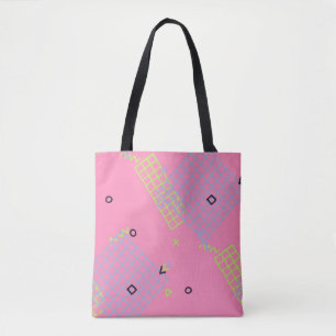 Tote Bag Retro Memphis Texture. Arrière - plan transparent