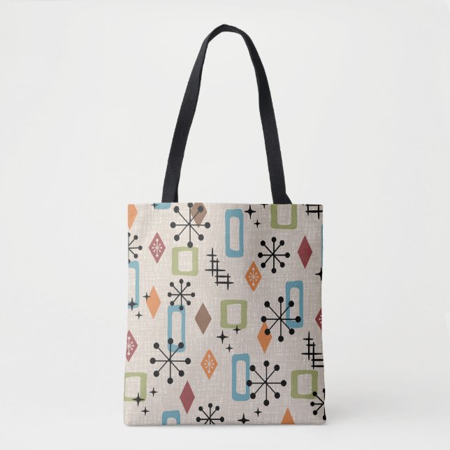 Tote Bag Retro Mid-Century moderne Atomique Abstrait Motif (Devant)