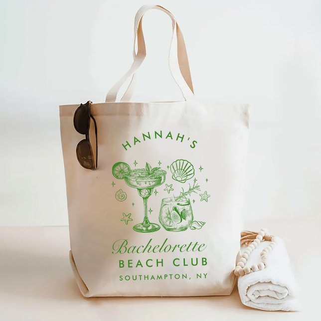 Tote Bag Retro Modern Green & Yellow Bachelorette Weekend (Créateur téléchargé)