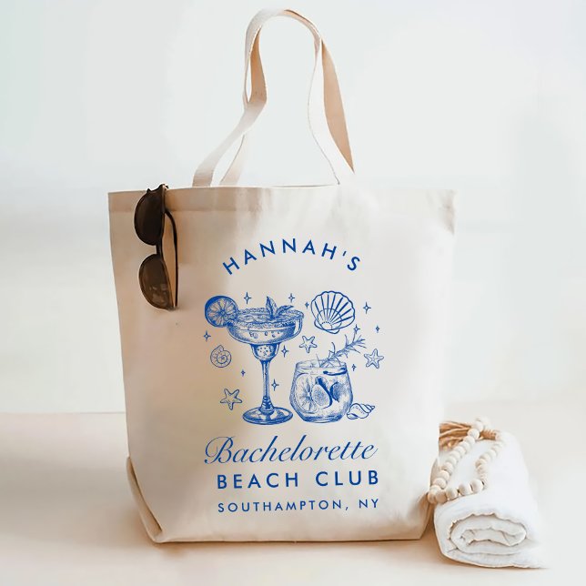 Tote Bag Retro Modern Pink & Blue Bachelorette Weekend (Créateur téléchargé)