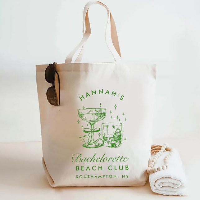 Tote Bag Retro Modern Yellow & Green Bachelorette Weekend (Créateur téléchargé)