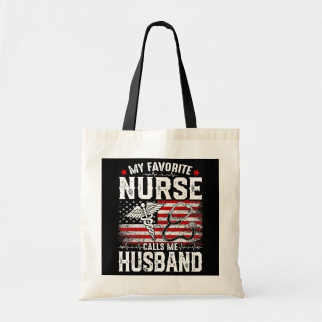 Tote Bag Rétro Mon Infirmière Préférée Me Appelle Mari Amér (Devant)