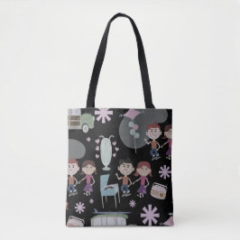 Tote Bag Retro Motif Cinquante ans Enfants mignonette caric