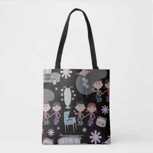 Tote Bag Retro Motif Cinquante ans Enfants mignonette caric