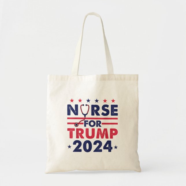 Tote Bag Retro Nurses For Trump 2024 America Stars Drapeau  (Devant)