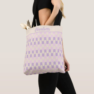 Tote Bag Retro Pastel rose et violet Motif personnalisé