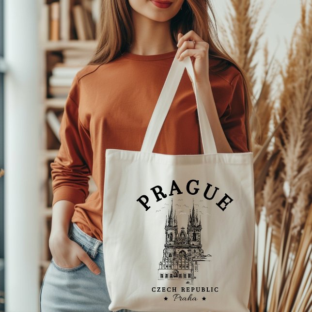 Tote Bag Retro Prague Landscape in Czech Republic (Créateur téléchargé)