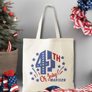 Tote Bag Retro Quart Juillet Personnalisé Patriotique