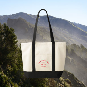 Tote Bag Retro Red Happy Camper Crew Black Trim