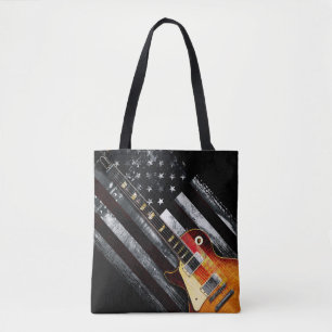 Tote Bag RETRO ROCK Vintage Electric Guitare Drapeau améri