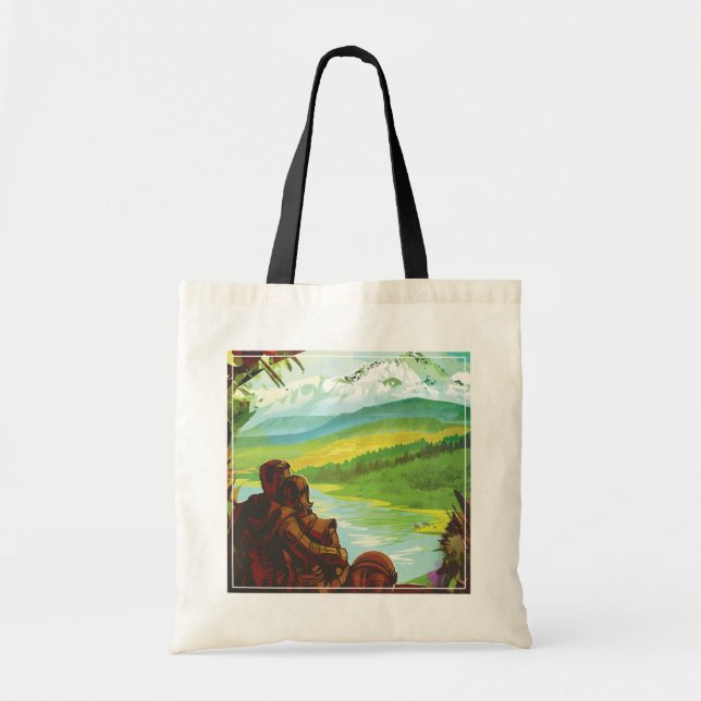 Tote Bag Retro Space Travel Poster-Une mission de science d (Devant)