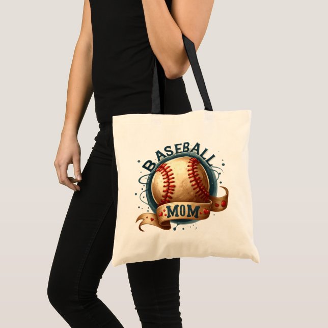 Tote Bag Retro Style Baseball Maman personnalisée (Devant (produit))