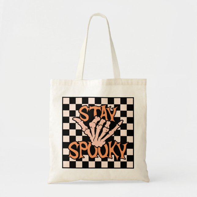 Tote Bag Retro Super À damiers Séjour Éffrayant Halloween (Devant)