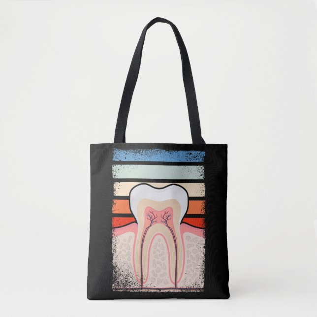 Tote Bag Retro Tooth Medicine Dental Assistant Dentiste (Devant)