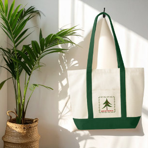 Tote Bag Retro Vintage Christmas Tree & Wreath Nom de famil