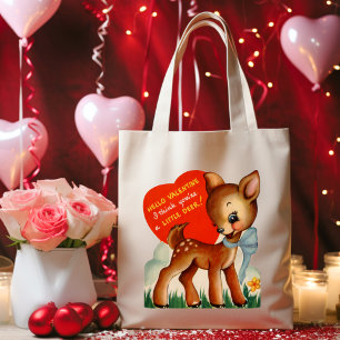 Tote Bag Retro Vintage Little Deer Valentine