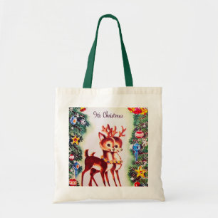 Tote Bag Retro vintage Noël rennes vacances