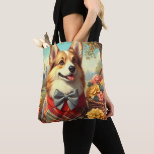 Tote Bag Retro Welsh Corgi Cardigan Peinture