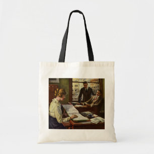 Tote Bag Réunion d'affaires vintage, bureau avec des cadres
