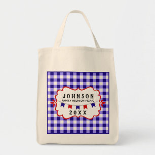 Tote Bag Réunion de famille de pique-nique   Blue Checker ・