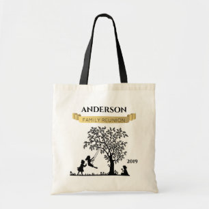 Tote Bag Réunion de Famille Personnalisée Élégante Noire et