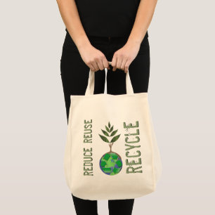 Tote Bag Réutiliser Réduire l'arbre de récupération Globe t