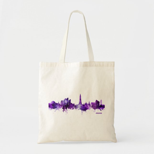 Tote Bag Reykjavik Iceland Skyline Purple 2.22.22 (Devant)