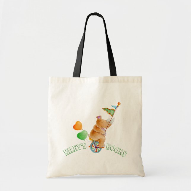 Tote Bag Rhino unicycliste cirque nom bibliothèque (Devant)