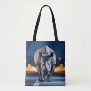 Tote Bag Rhinoceros Animaux Sauvages Dans La Rue