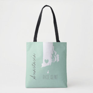 Tote Bag Rhode Island State map personnalize name