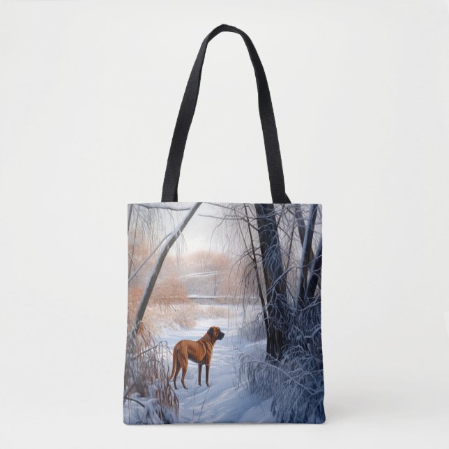 Tote Bag Rhodesian Ridgeback Laisser Neige Noël (Devant)