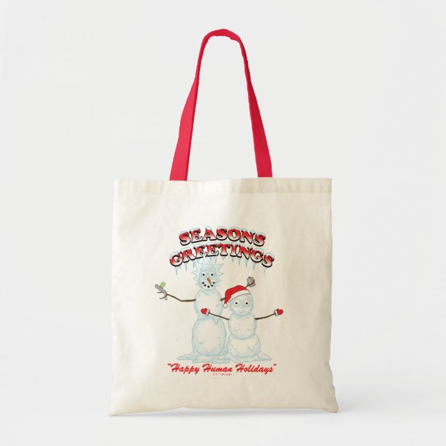 Tote Bag Rick et Morty | Bonnes Fêtes de snowmen (Devant)
